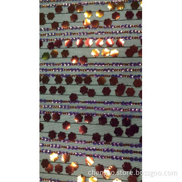 Strip Petals Sequin Mesh Embroider Fabric